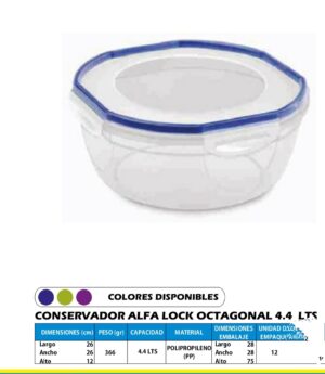 Conservador Hermético  Octagonal 4.4Ltrs